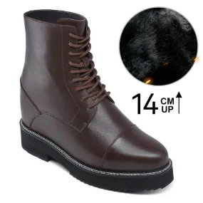 14 CM / 5.51 Inches CMR CHAMARIPA Elevator Shoes - Elevate Your Style with 5.51-Inch Brown High Top Boots for Men