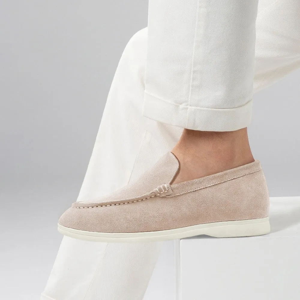 5 CM/1.95 Inches CMR CHAMARIPA Men's Height-Increasing Loafers - Apricot Suede Apron Toe Shoes