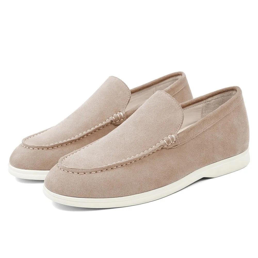 5 CM/1.95 Inches CMR CHAMARIPA Men's Height-Increasing Loafers - Apricot Suede Apron Toe Shoes