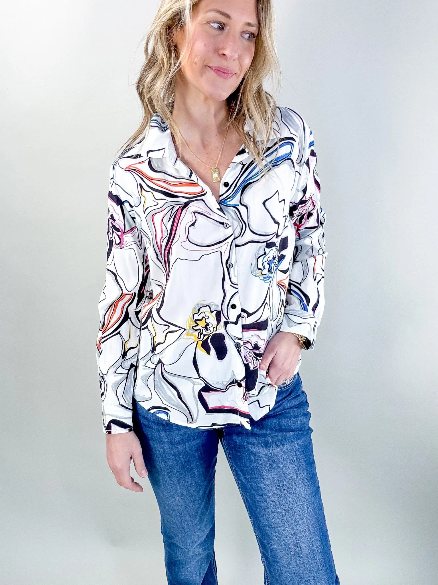 Button Up Woven Blouse