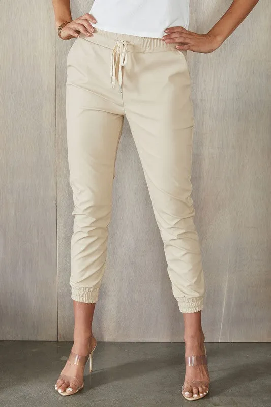Cuffed leather jogger