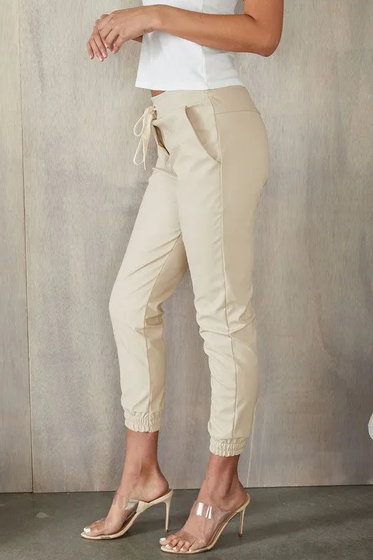Cuffed leather jogger