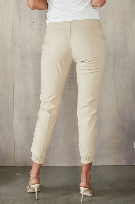 Cuffed leather jogger