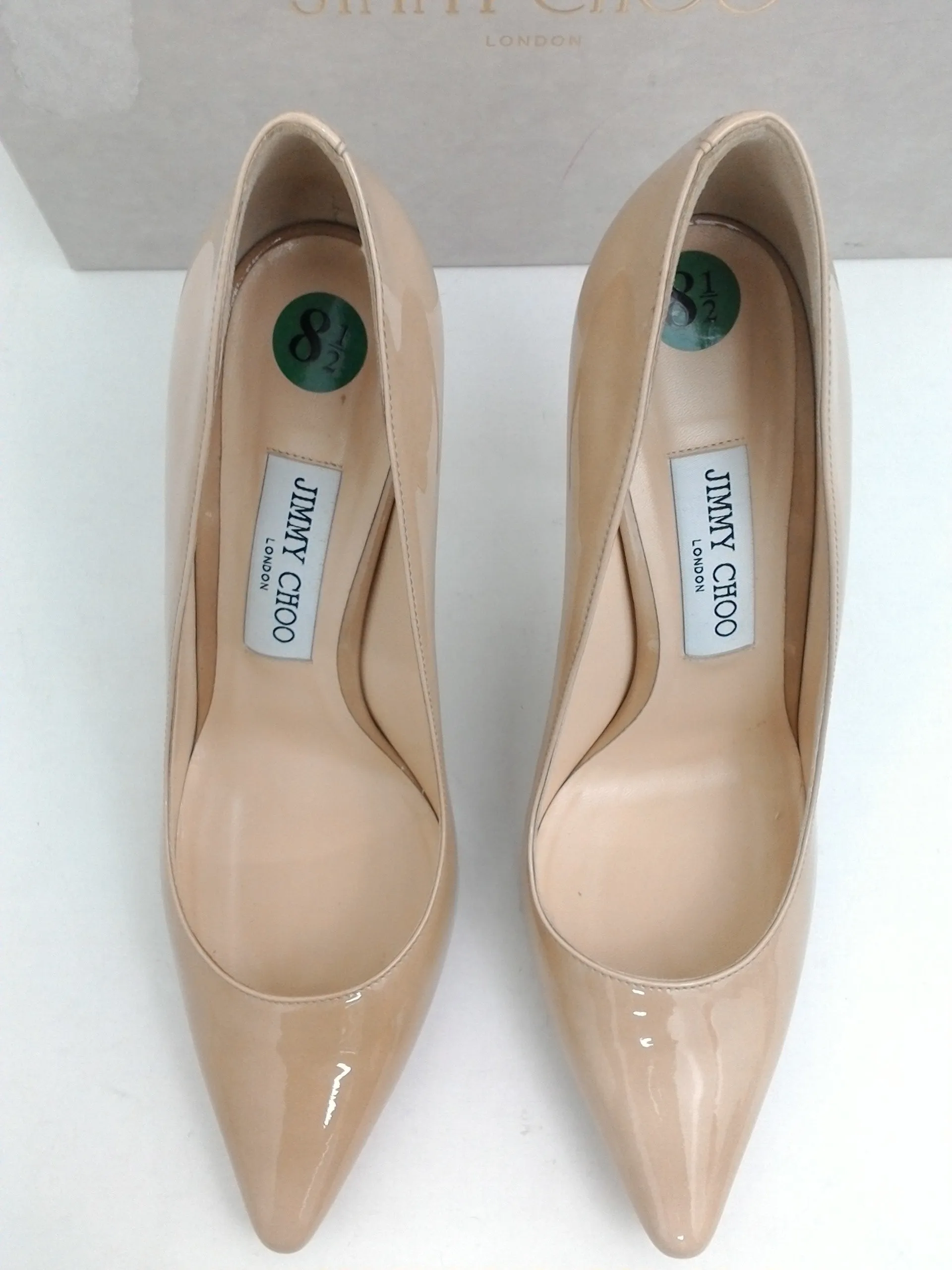 Jimmy Choo Women's Romy Pat Nude Stiletto Heel Size 38.5