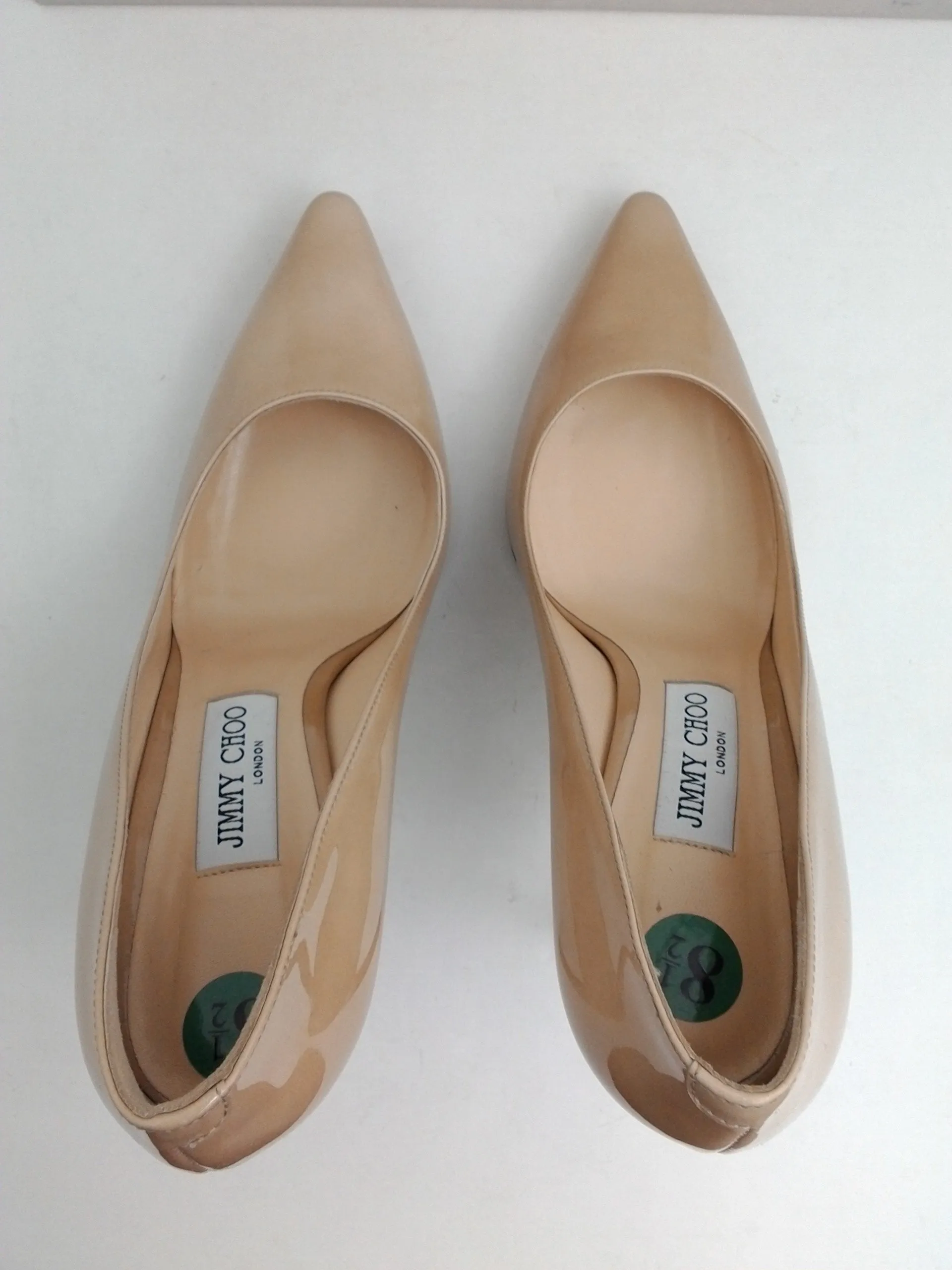 Jimmy Choo Women's Romy Pat Nude Stiletto Heel Size 38.5