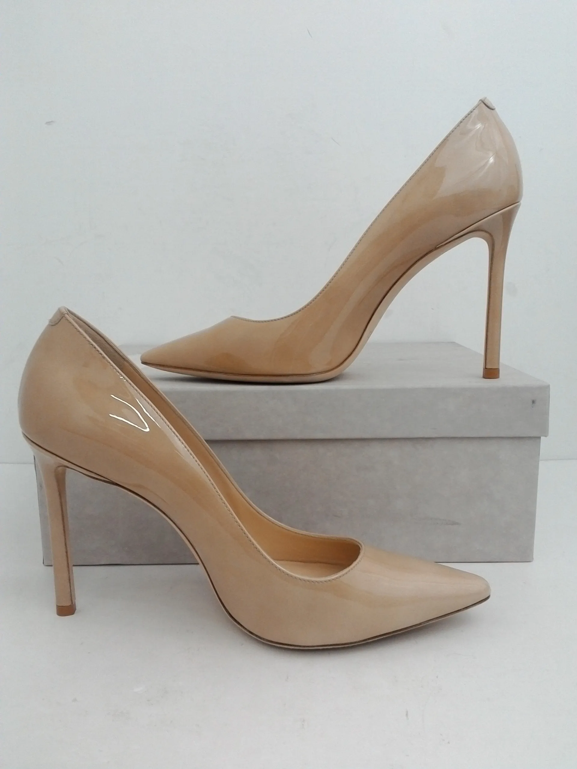 Jimmy Choo Women's Romy Pat Nude Stiletto Heel Size 38.5