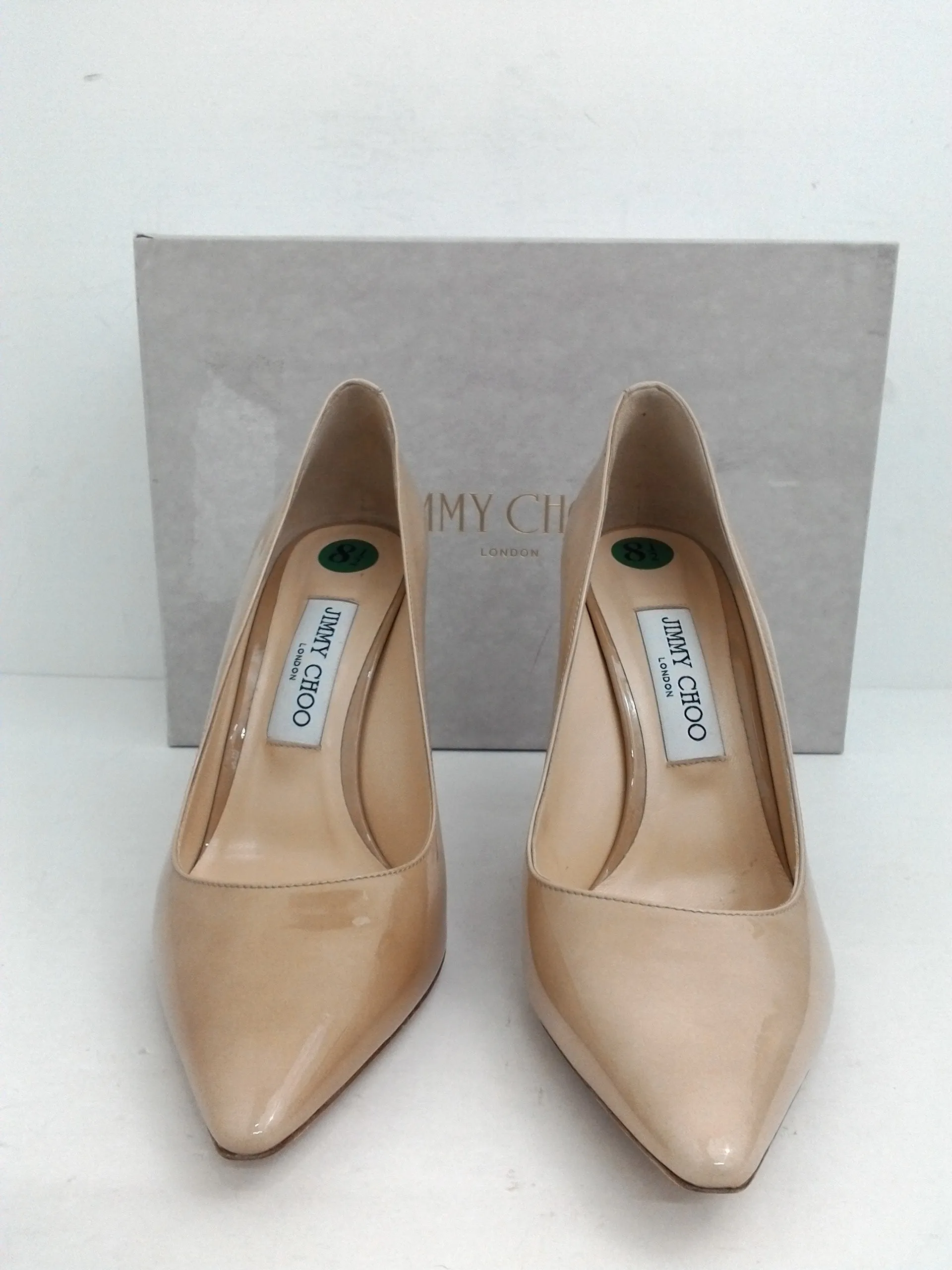 Jimmy Choo Women's Romy Pat Nude Stiletto Heel Size 38.5