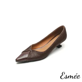 Leather High Heels with Horsehair Design