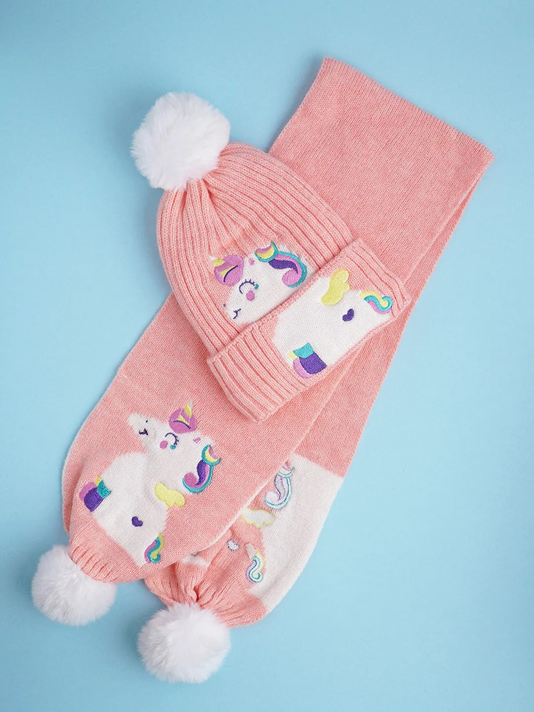 Little Surprise Box 2Pcs Dino Winter Cap Long Style Neck Mufflers For Kids