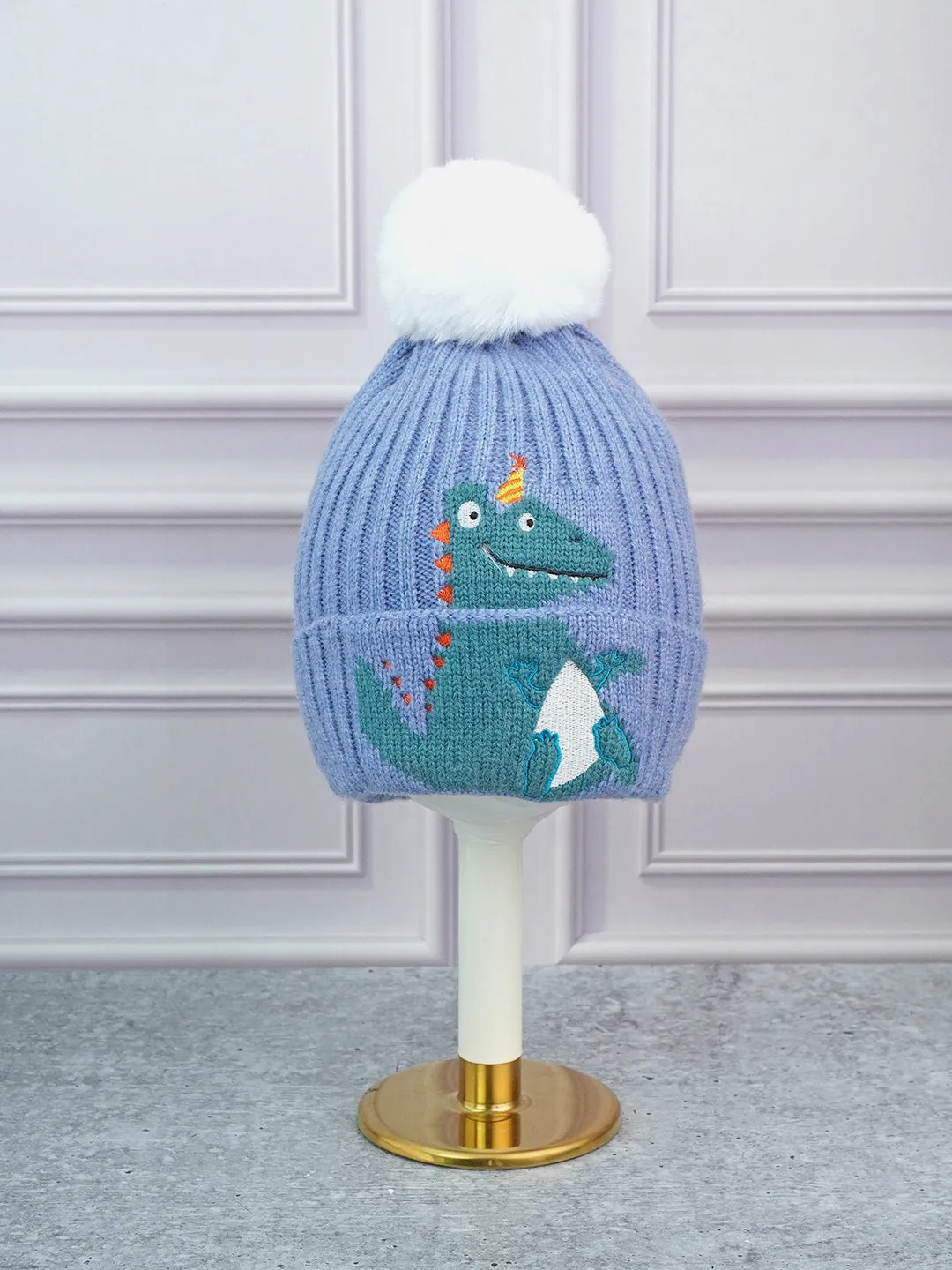 Little Surprise Box 2Pcs Party Dino Themed Beanie Winter Cap Neck Muffler For Kids