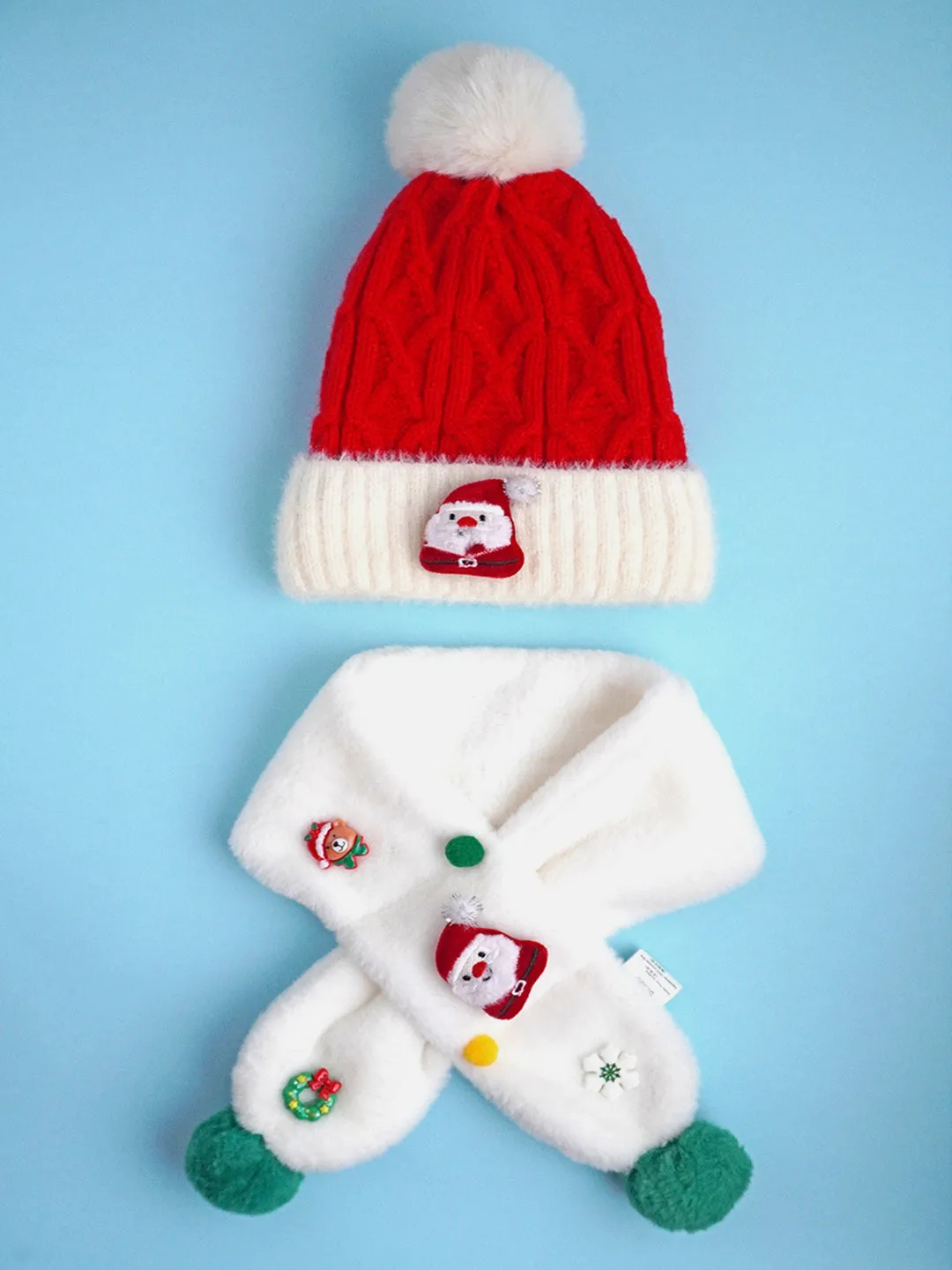 Little Surprise Box 2Pcs Pink Santa Christmas Winter Cap Long Style Neck Muffler