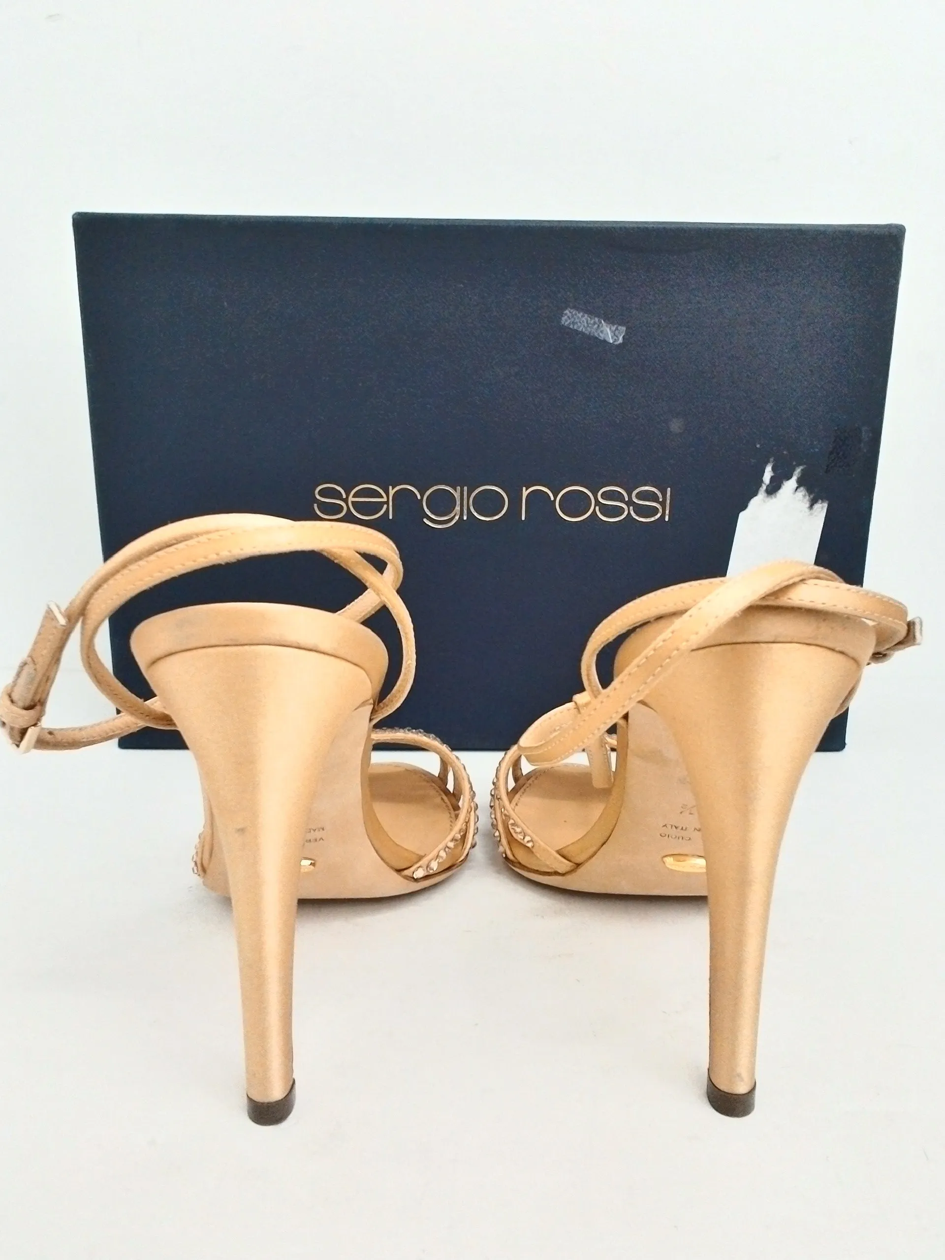 Sergio Rossi Women's Scarpe Donna Sandal Crepe Satin Nude Size 36.5