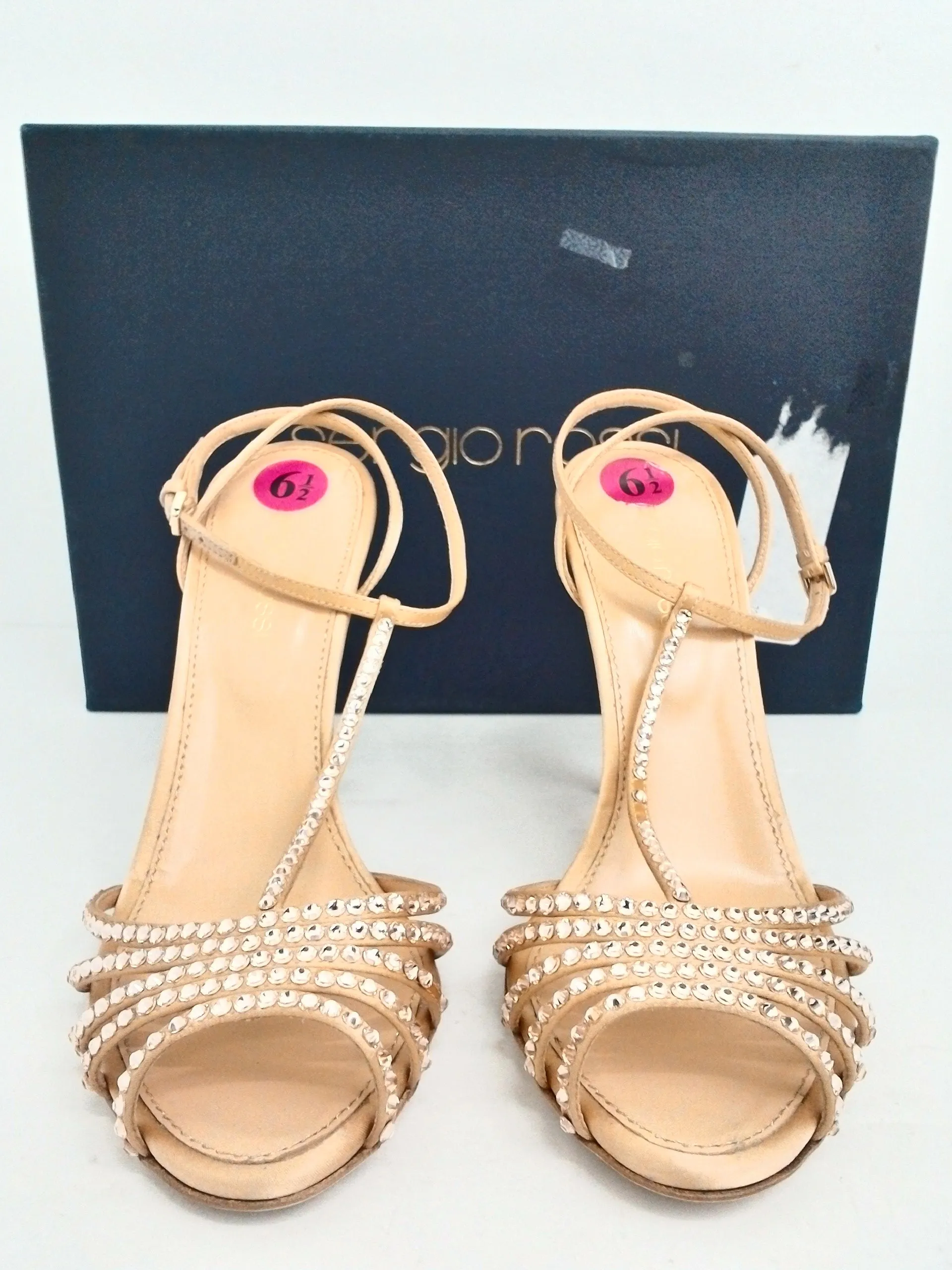 Sergio Rossi Women's Scarpe Donna Sandal Crepe Satin Nude Size 36.5