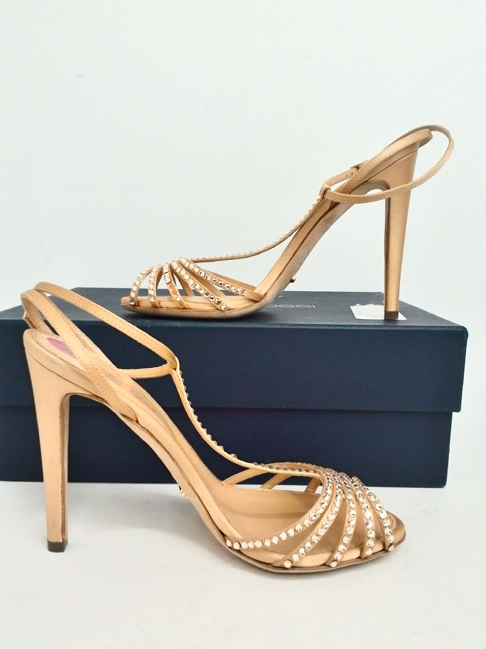 Sergio Rossi Women's Scarpe Donna Sandal Crepe Satin Nude Size 36.5