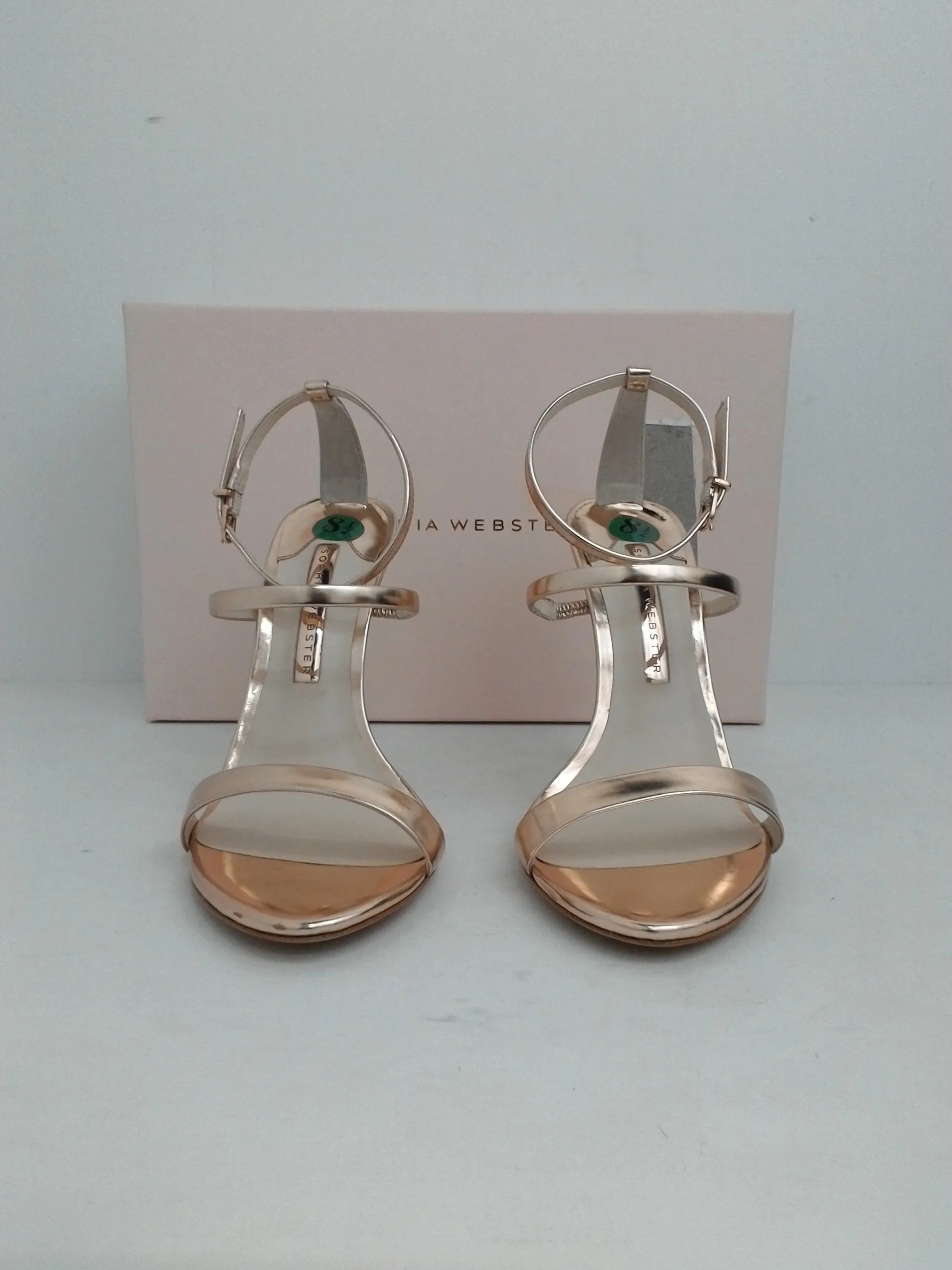 Sophia Webster Women's Rosalind Crystal Rose Rose Gold Leather Size 38.5