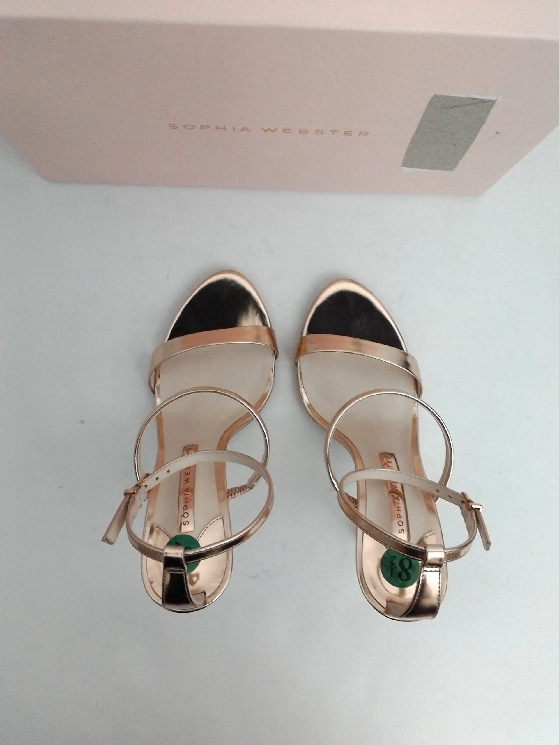Sophia Webster Women's Rosalind Crystal Rose Rose Gold Leather Size 38.5