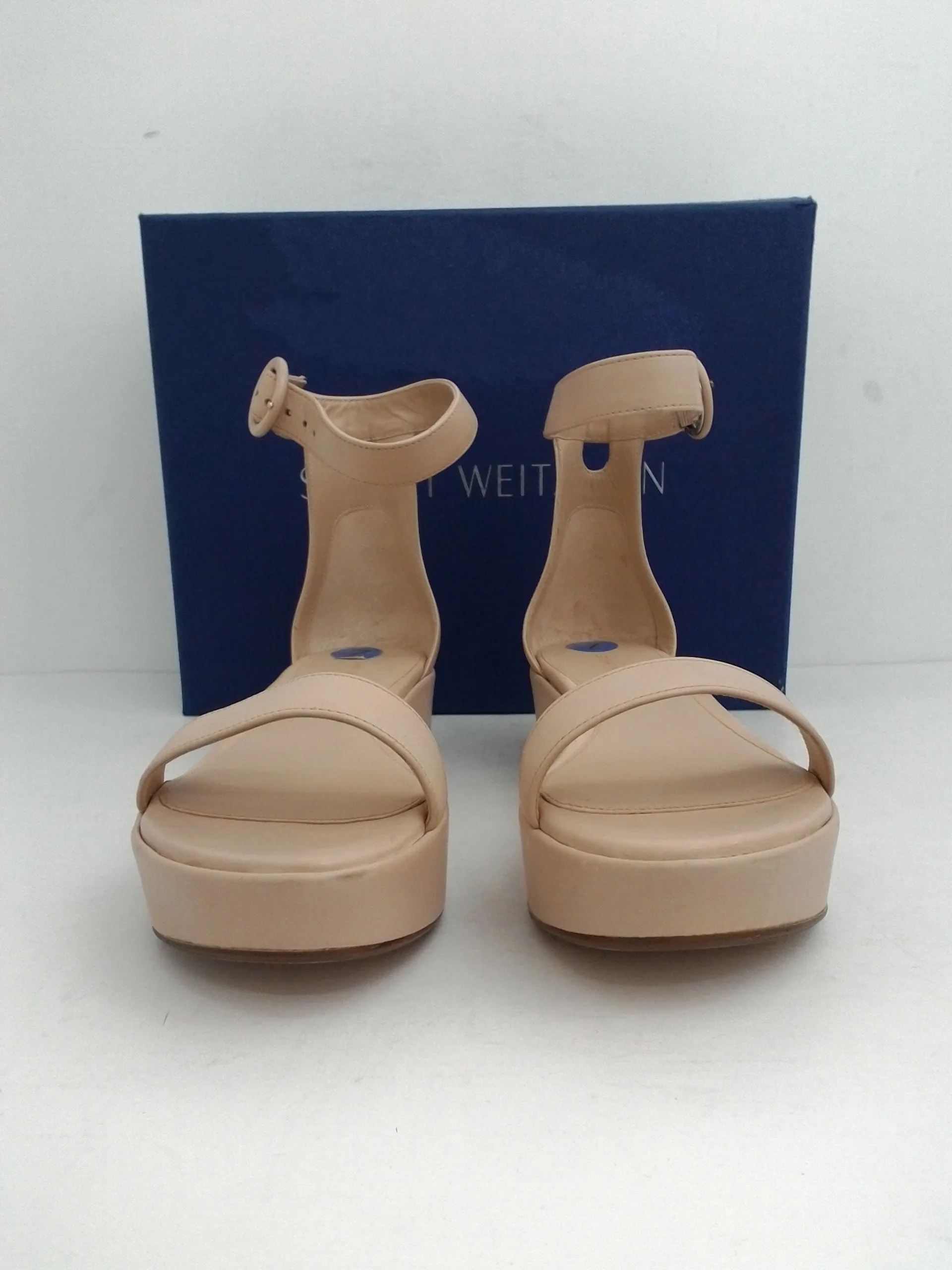 Stuart Weitzmain Women's Capri Fawn Cush Nappa Platform Sandal Size 7 M