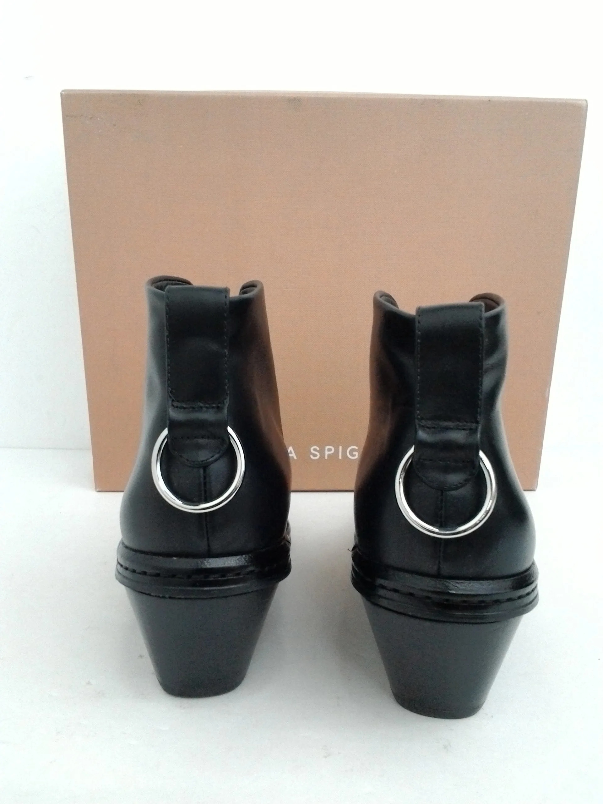 Via Spiga Women's Fianna Black Leather Booties Size 7.5 M