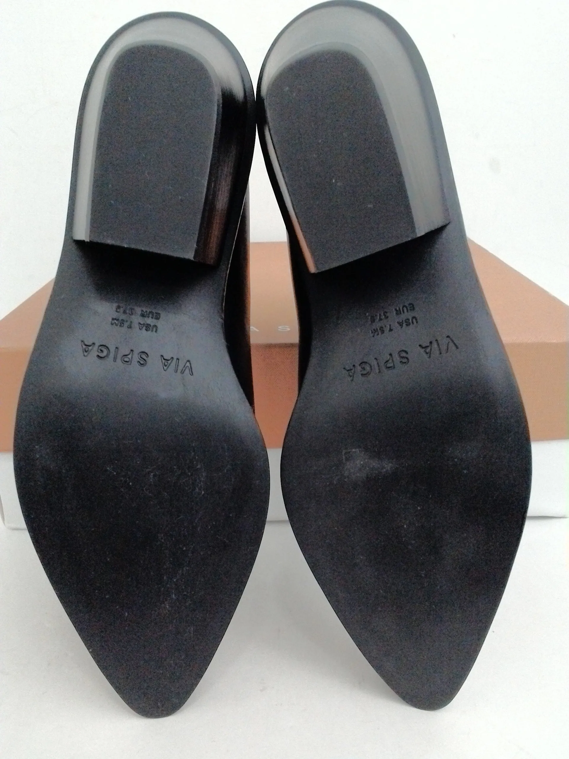 Via Spiga Women's Fianna Black Leather Booties Size 7.5 M